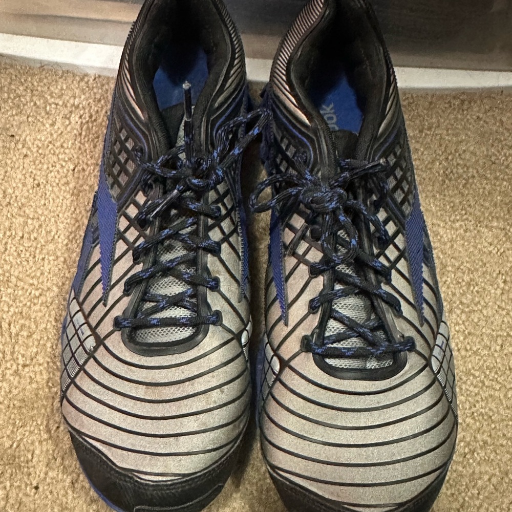 Gray and Blue Athletic Shoes